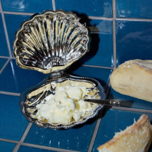 Cap Ferrat Fan Shell Lidded Bowl with Spoon - Polished Nickel