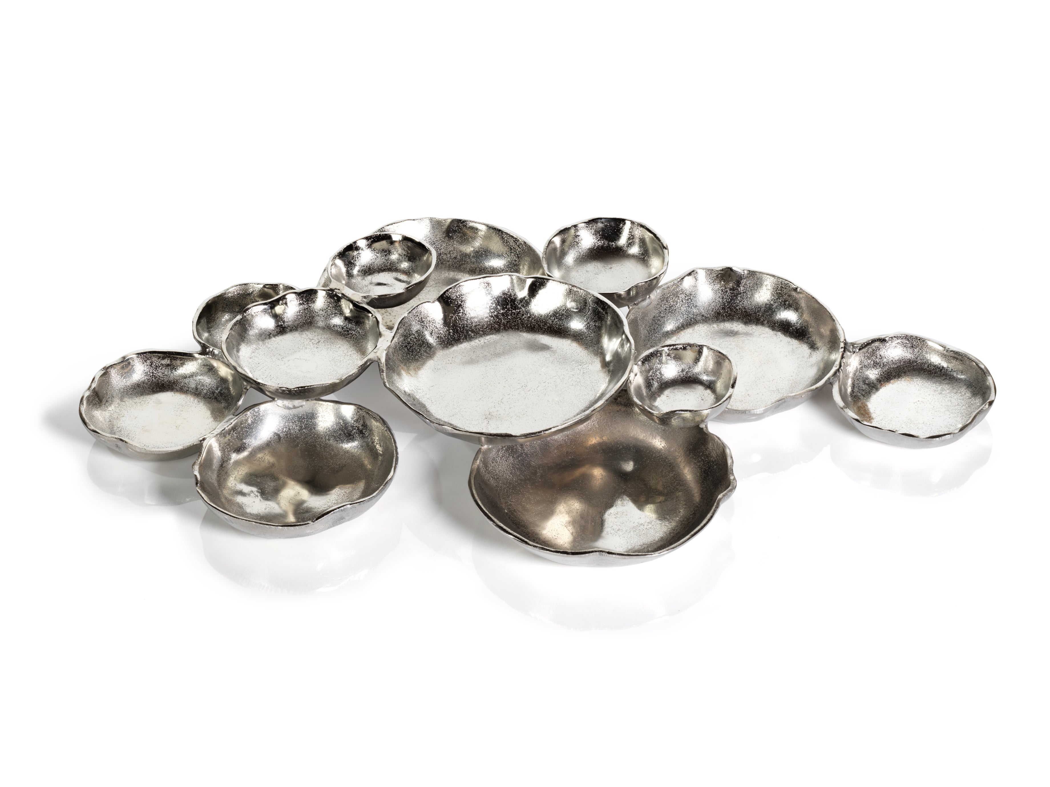 Cluster of Twelve Round Serving Bowls - Silver - Image 2