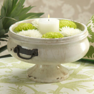 Corsica Pedestal Bowl with Iron Handles