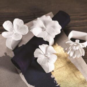 Assorted Bone China Flower Napkin Ring - Set of 4