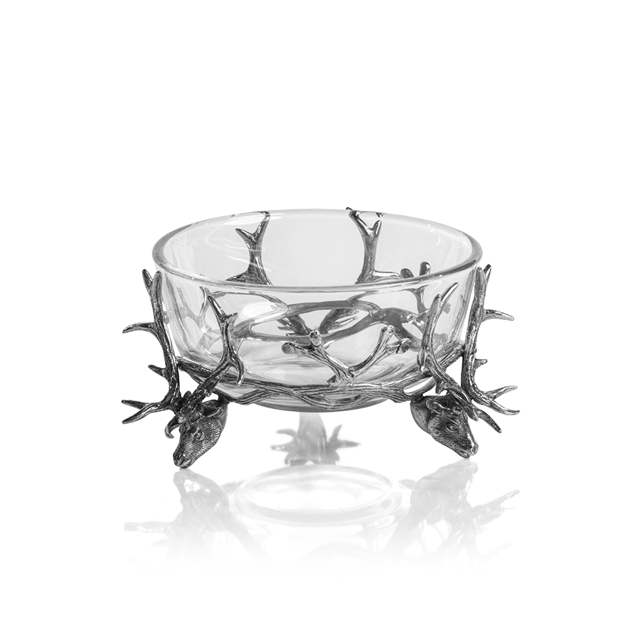 St. Anton Pewter and Glass Stag Head Bowl - Image 2