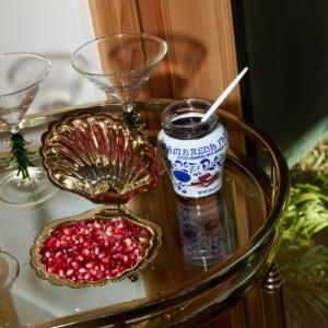 Cap Ferrat Fan Shell Lidded Bowl with Spoon - Polished Gold