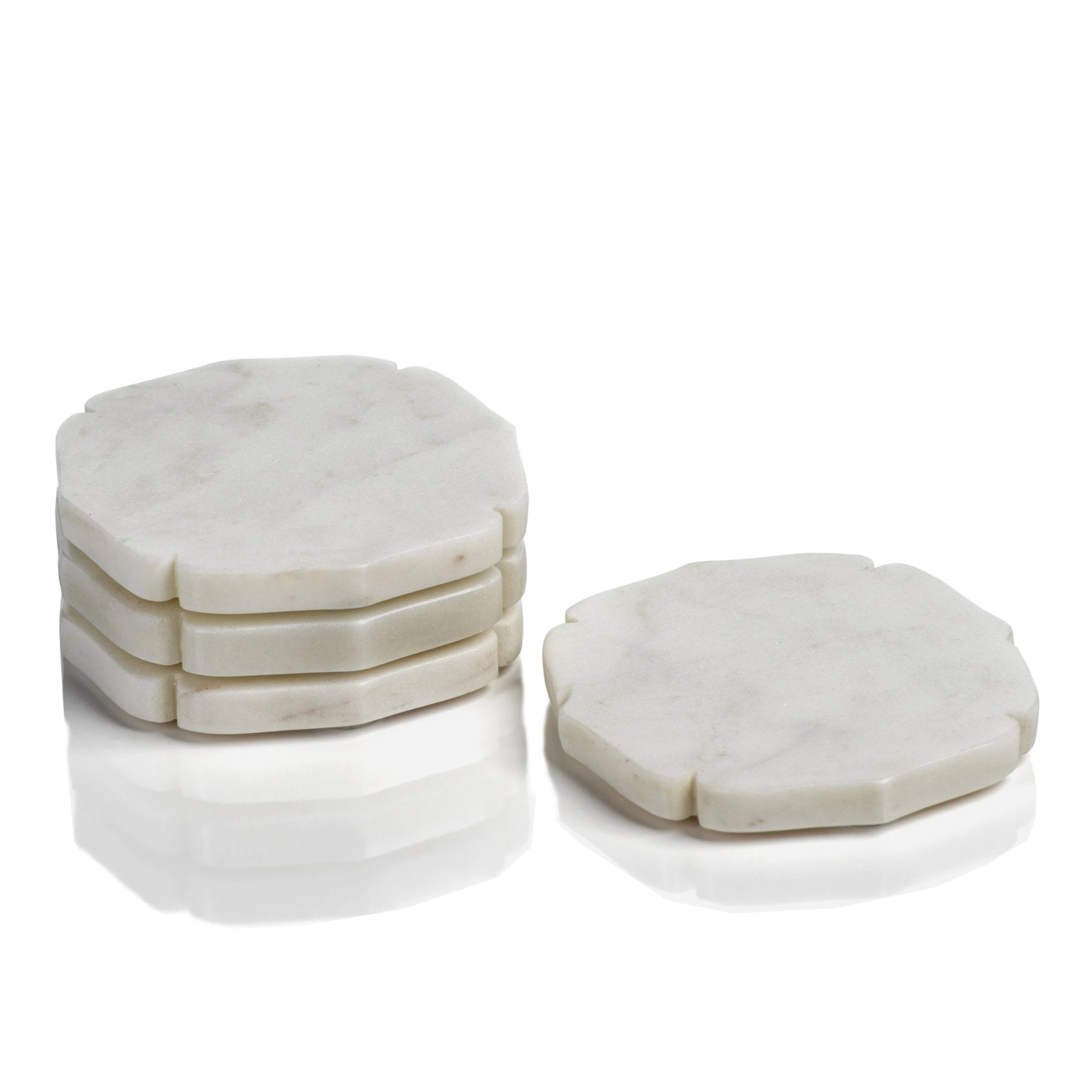 Set of 4 White Marble Coasters - Image 2