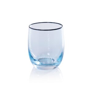 Sicilian Swirl Glassware with Colored Rim - Aqua & Navy