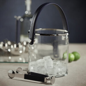 Laguna Glass, Nickel & Leather Ice Bucket