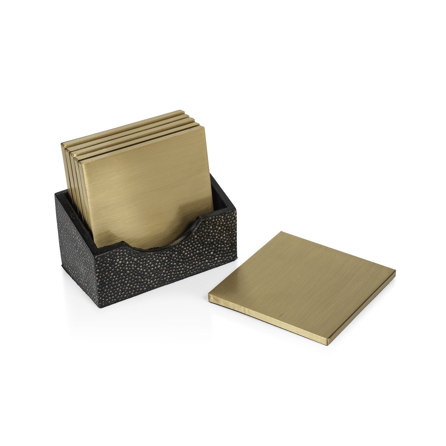 Nika Shagreen Leather Set of 6 Coasters w/ Holder - Image 2
