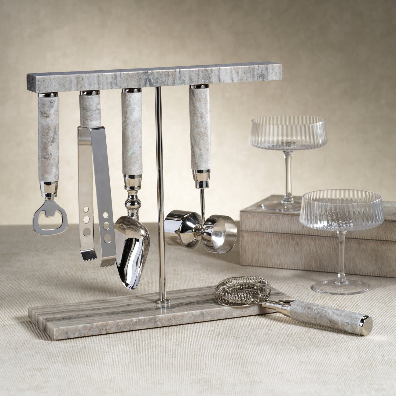 Five Piece Bar Tool Set - Marble