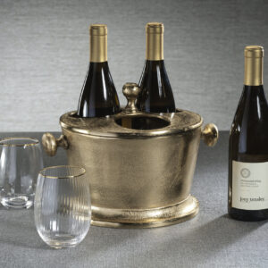 Raw Aluminum Three Bottle Wine Holder - Gold