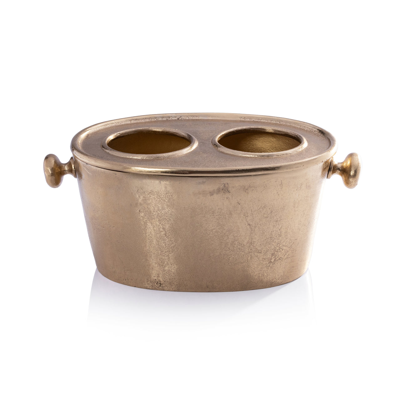 Raw Aluminum Two Bottle Wine Holder - Gold - Image 2