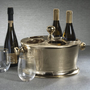 Raw Aluminum Five Bottle Wine Holder - Gold