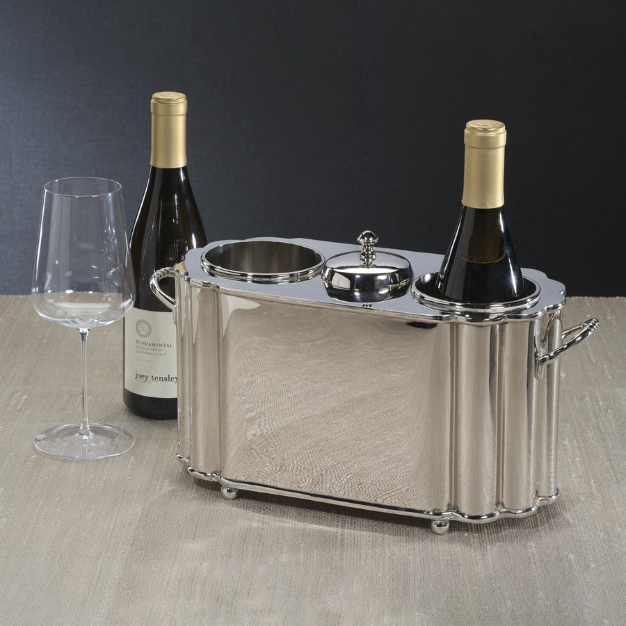 Alsace Brass Two-Bottle Wine Cooler - Polished Nickel