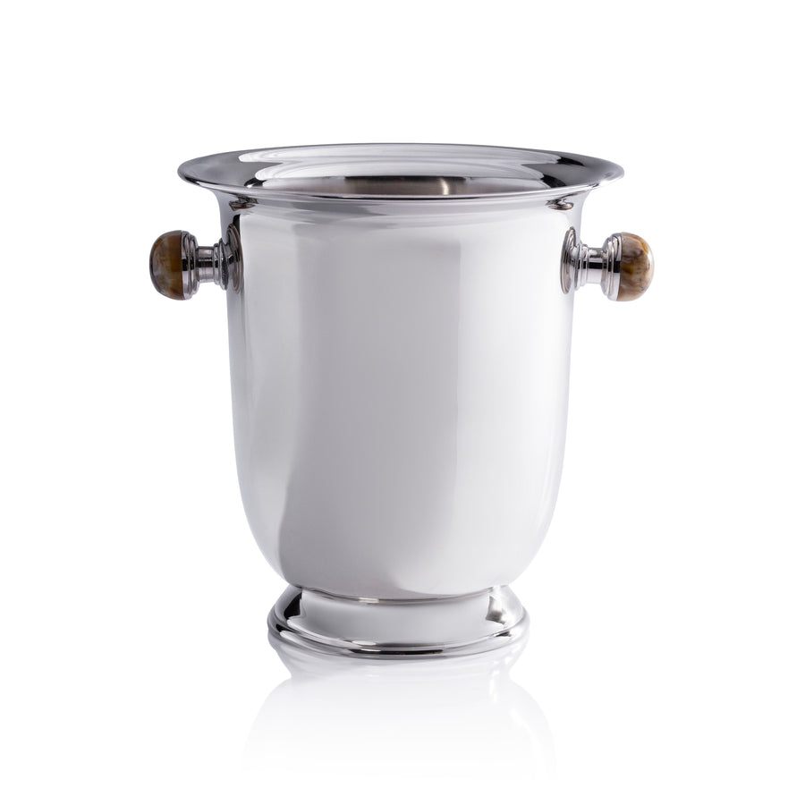 Duval Brass Champagne Bucket - Polished Nickel and Amber Stone - Image 2