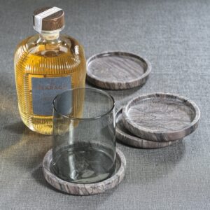 Marble Coaster - Set of 4 - Brown Breccia