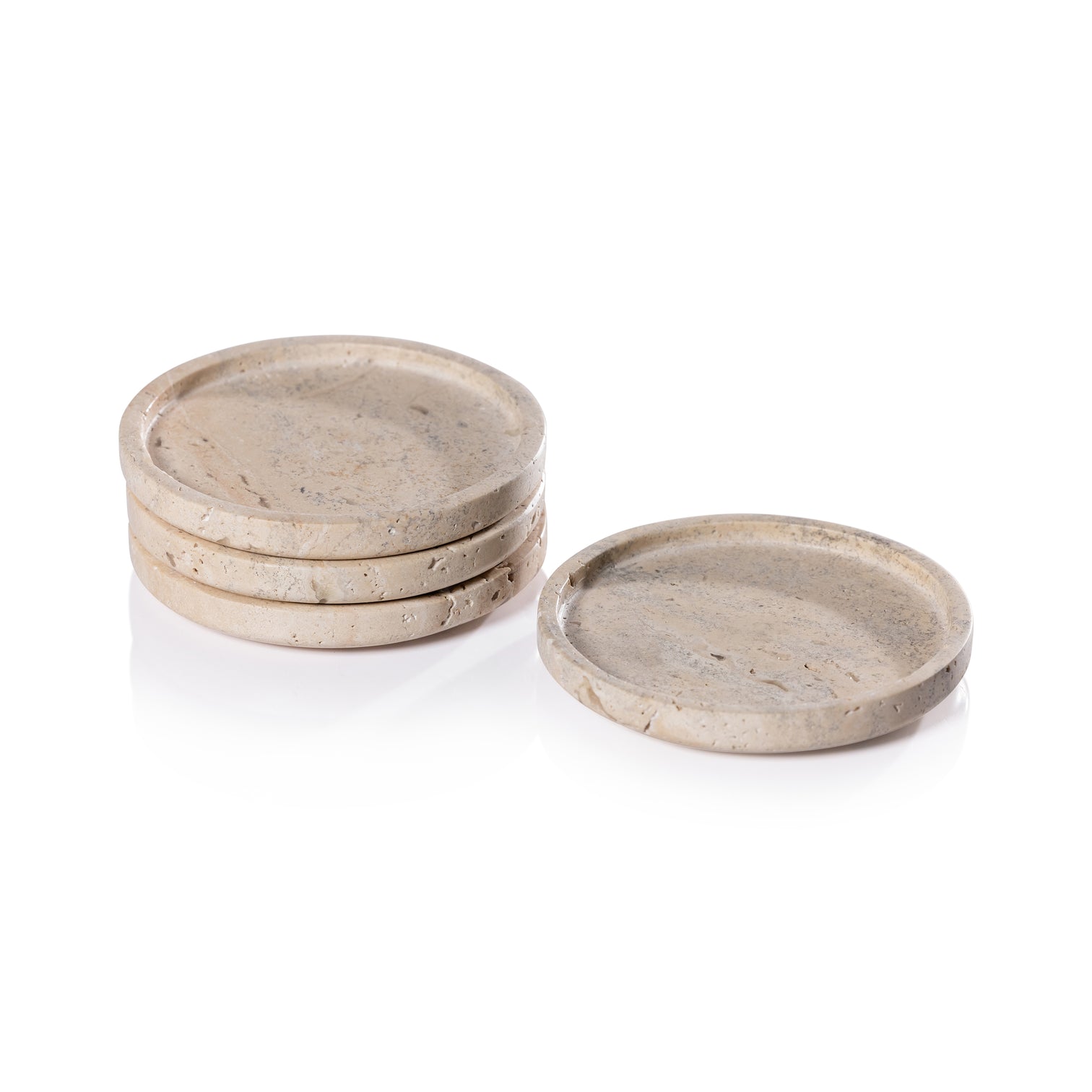 Marble Coaster - Set of 4 - Travertine - Image 3