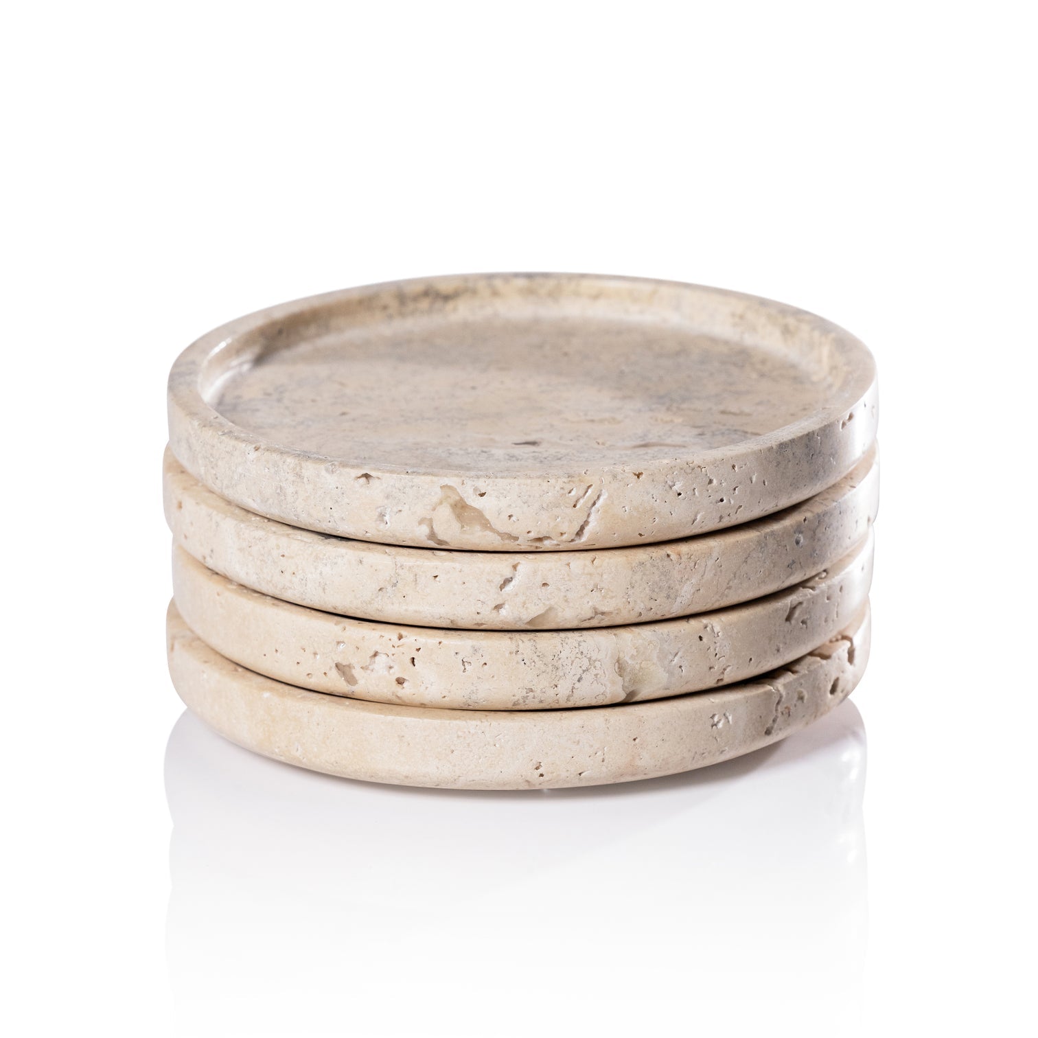 Marble Coaster - Set of 4 - Travertine - Image 2