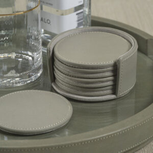 Leather Coasters - Set of 8 - Gray