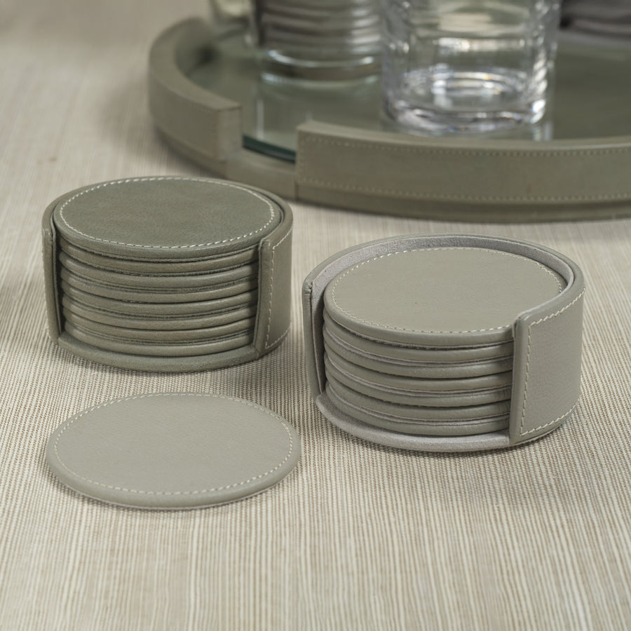 Leather Coasters - Set of 8 - Gray - Image 3