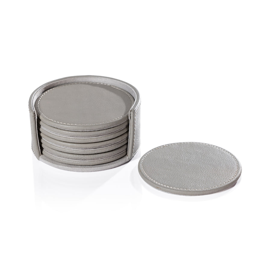 Leather Coasters - Set of 8 - Gray - Image 2
