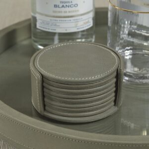 Leather Coasters - Set of 8 - Sage