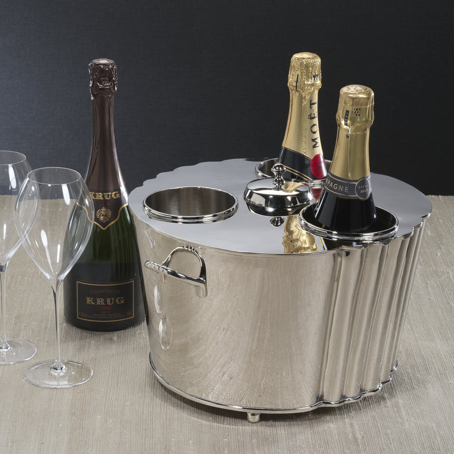 Alsace Brass Three-Bottle Cooler - Polished Nickel