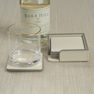 Nappa Leather Coasters - Set of 4 - Cream & Gray
