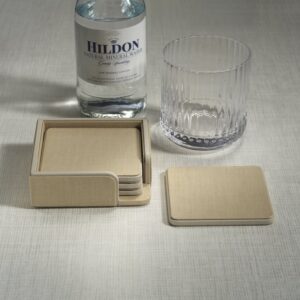 Nappa Leather Coasters - Set of 4 - Raffia & Cream