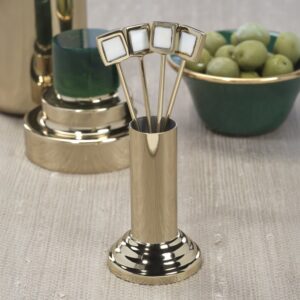 Spiga Set of 4 Cocktail Picks with Stand - Gold
