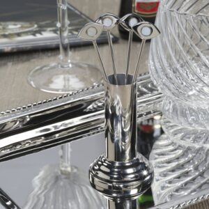 Evil Eye Set of 4 Cocktail Picks with Stand - Polished Nickel