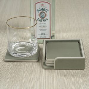Nappa Leather Coasters - Set of 4 - Sage & Gray