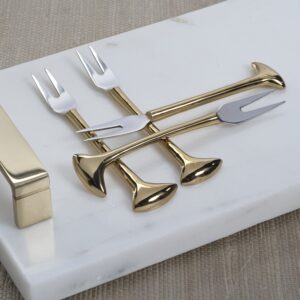 Sable Set of 4 Cheese and Cocktail Forks - Gold