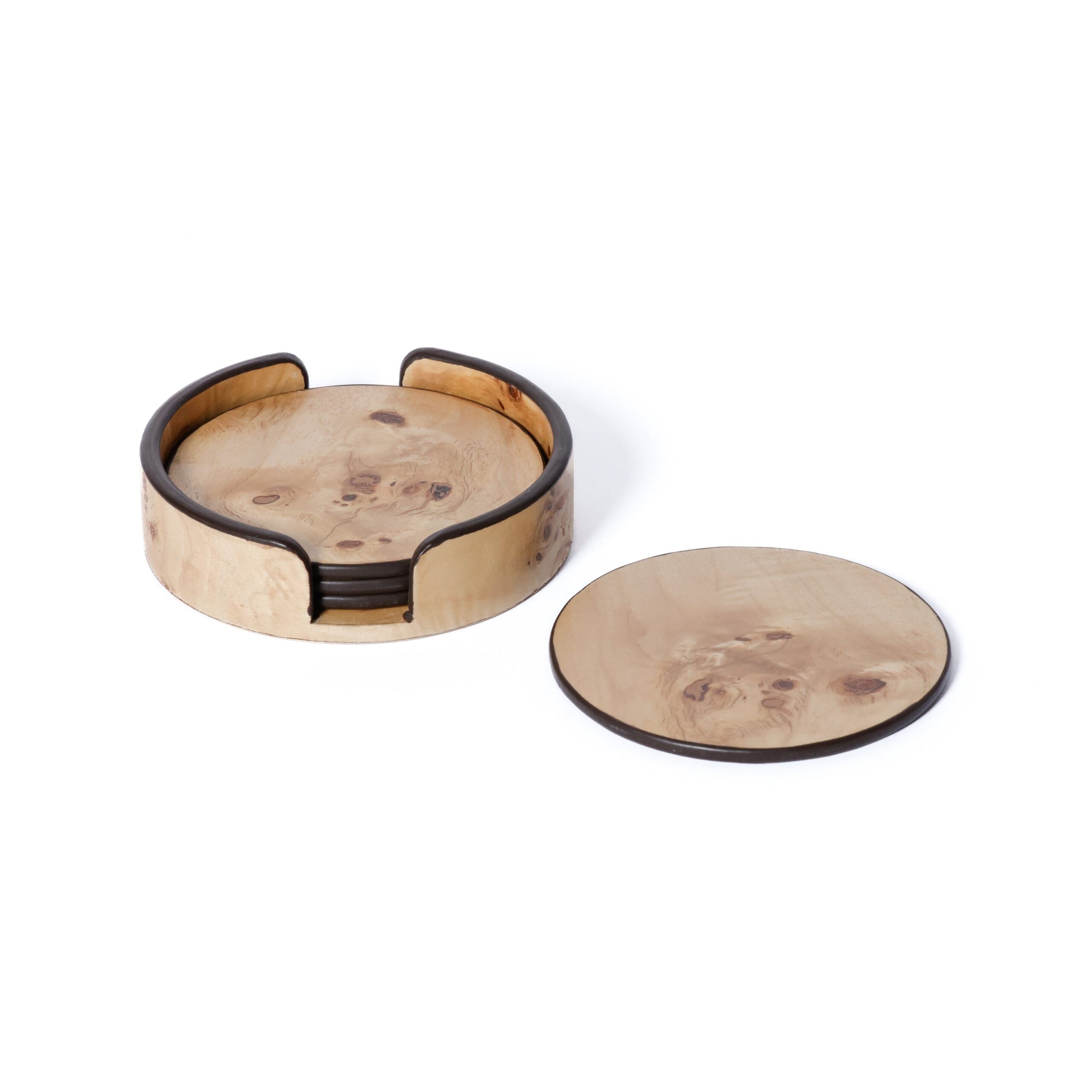Valberg Burl Veneer Round Coaster Set of 4 - Image 2
