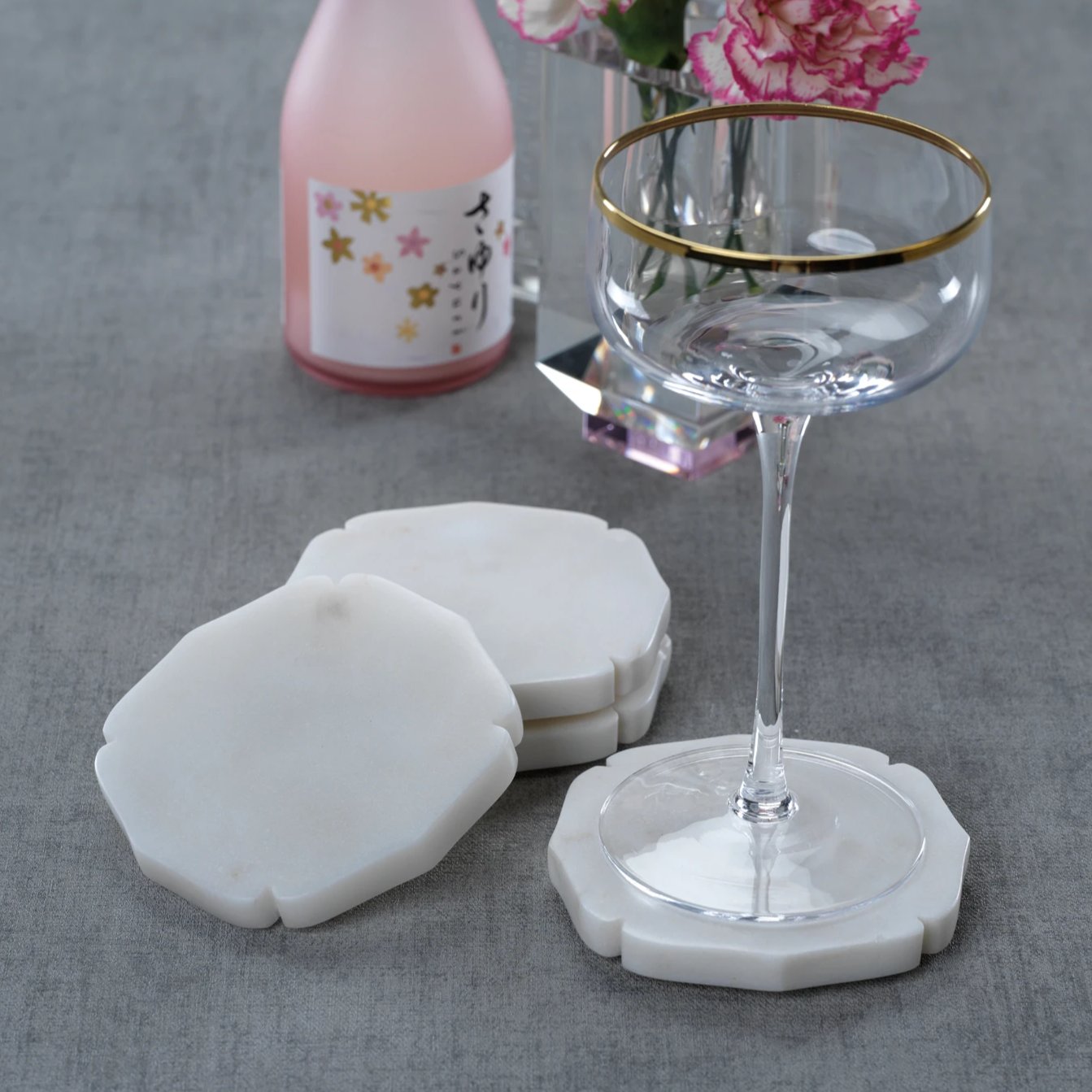 Set of 4 White Marble Coasters