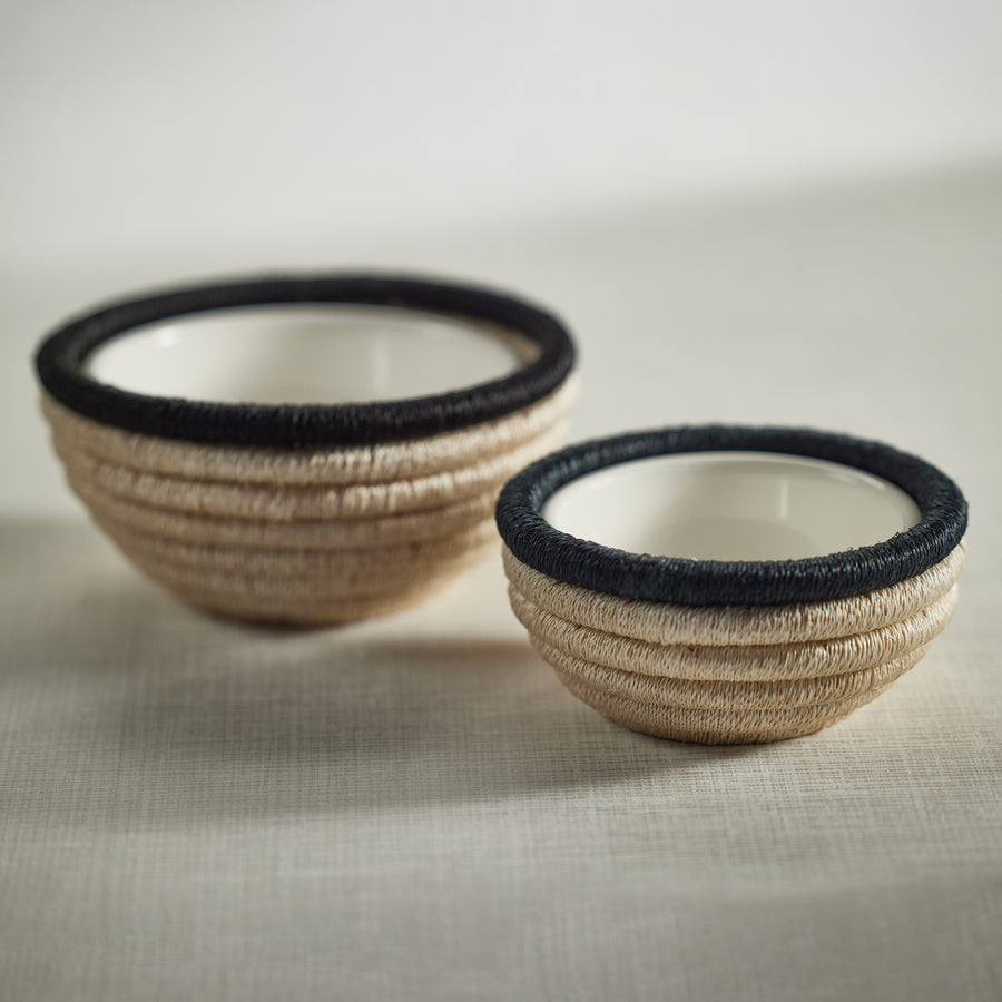 Martigues Coiled Abaca Condiment Bowl - Natural & Black - Image 2