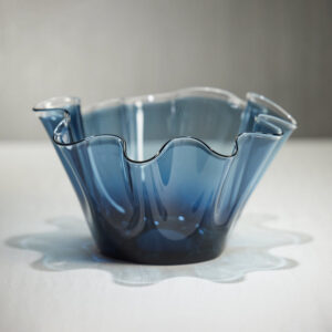 Tropezana Tall Wave Glass Bowl - Blue - 12 in