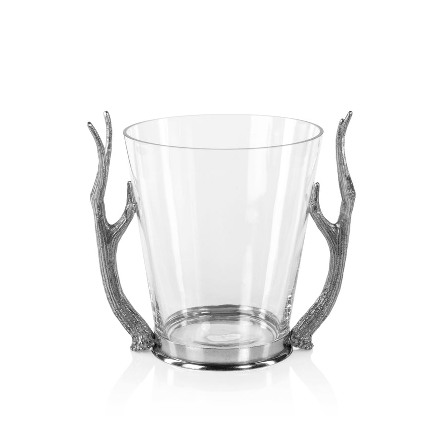 Davos Glass Wine and Champagne Bucket with Pewter Antler Handles - Image 2